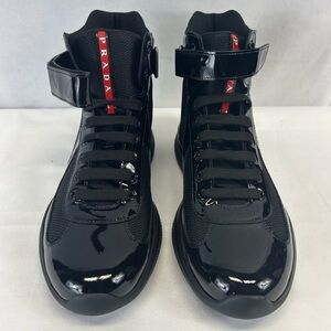 Prada
Men's America's Cup Patent Leather High-Top Sneakers